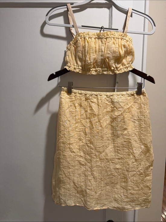 J. Crew Dresses & Skirts - J. Crew Pale Yellow Ruched Crop Top & Skirt Set